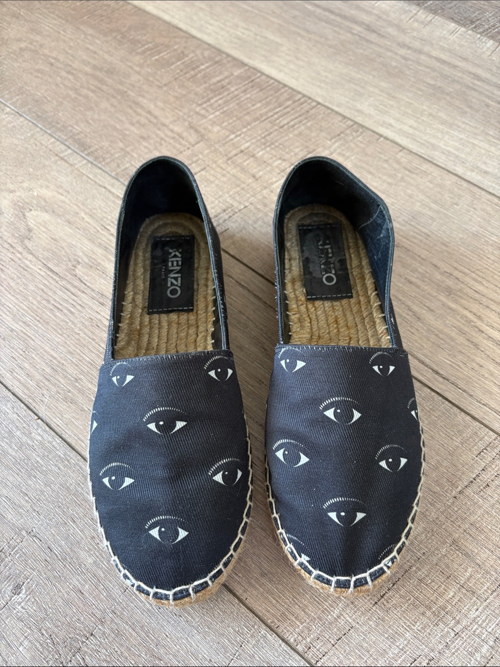 Kenzo Black Eye-Print Espadrille Slip-Ons